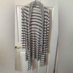Women’s Striped Gray and White Long Cardigan Size L